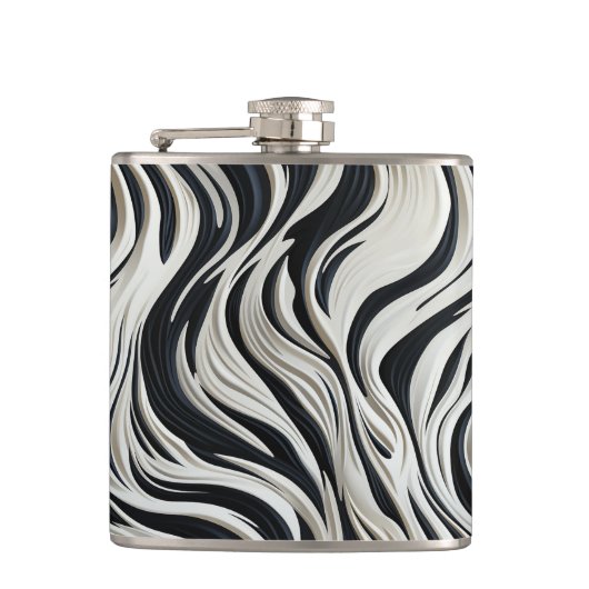 Zwarte en witte strepen heupfles (Voorkant)