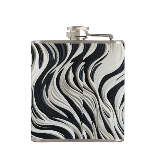 Zwarte en witte strepen heupfles (Achterkant)