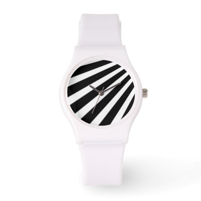 Zwarte en witte strepen horloge (Voorkant)