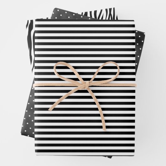 Zwarte en witte strepen inpakpapier vel (In situ)