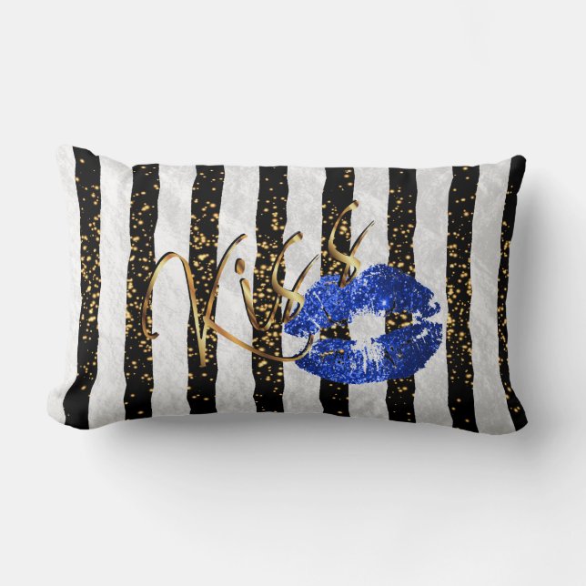 Zwarte en witte strepen Kus me Kussen (Voorkant)