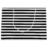 Zwarte en witte strepen large cadeautasje (Voorkant)