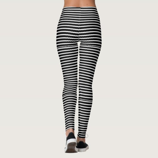 Zwarte en witte strepen leggings (Achterkant)