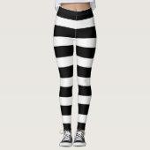 Zwarte en witte strepen leggings (Voorkant)