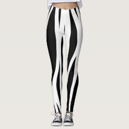Zwarte en witte strepen leggings