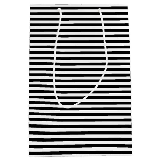 Zwarte en witte strepen medium cadeauzakje (Voorkant)