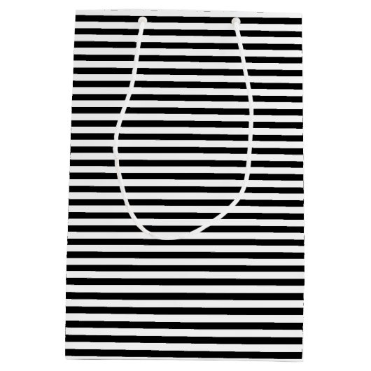 Zwarte en witte strepen medium cadeauzakje (Achterkant)