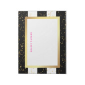 Zwarte en witte strepen met Faux Gold Confetti Notitieblok (Linkerzijde)