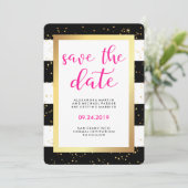 Zwarte en witte strepen met Gold Save the Date (Staand voorkant)