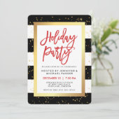 Zwarte en witte strepen met goud | Feestdag Kaart (Staand voorkant)