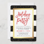 Zwarte en witte strepen met goud | Feestdag Kaart (Voorkant)