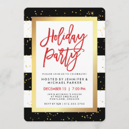 Zwarte en witte strepen met goud | Feestdag Kaart