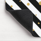 Zwarte en witte strepen met gouden confetti muismat (Hoek)