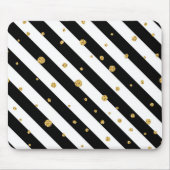 Zwarte en witte strepen met gouden confetti muismat (Voorkant)
