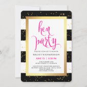 Zwarte en witte strepen met gouden hennen partij kaart (Voorkant)