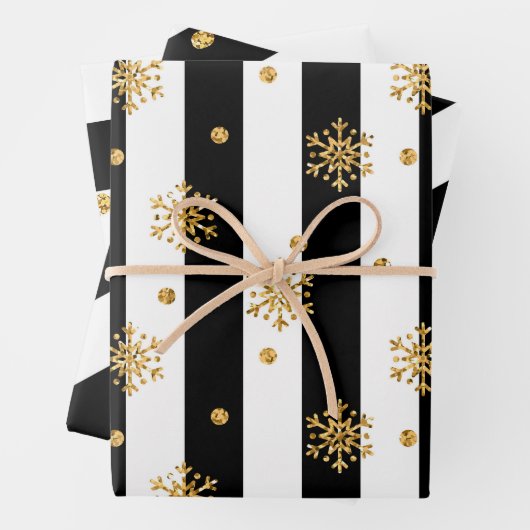 Zwarte en witte strepen met hints van goud inpakpapier vel (In situ)