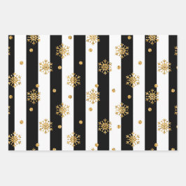 Zwarte en witte strepen met hints van goud inpakpapier vel