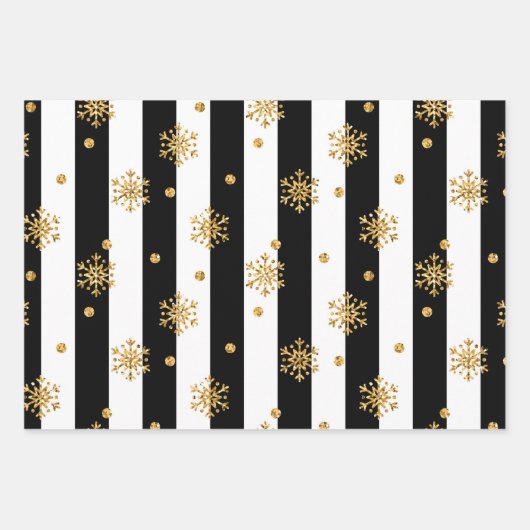 Zwarte en witte strepen met hints van goud inpakpapier vel (Voorkant)