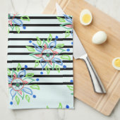 Zwarte en witte strepen met modern design theedoek (Quarter Fold)