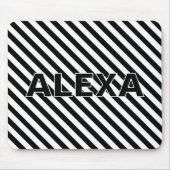 Zwarte en witte strepen met naam muismat (Voorkant)