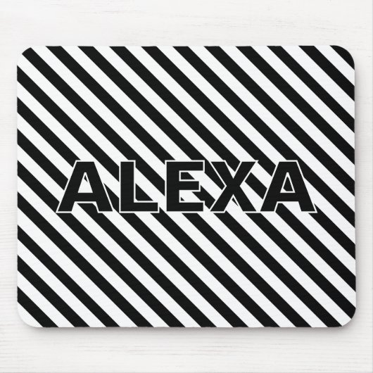 Zwarte en witte strepen met naam muismat (Voorkant)