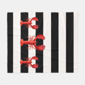 Zwarte en witte strepen met rode kreeften fleece deken (Voorkant (Horizontaal))