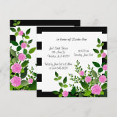 zwarte en witte strepen met roze rozen kaart (Voorkant / Achterkant)