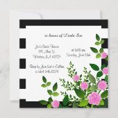 zwarte en witte strepen met roze rozen kaart (Voorkant)