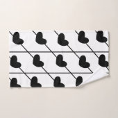 Zwarte en witte strepen met zwarte harten bad handdoek (Handdoek)