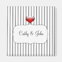 Zwarte en witte strepen Moderne bruiloft Magneet