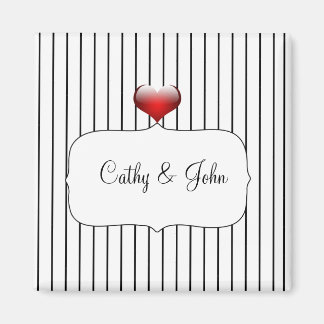 Zwarte en witte strepen Moderne bruiloft Magneet