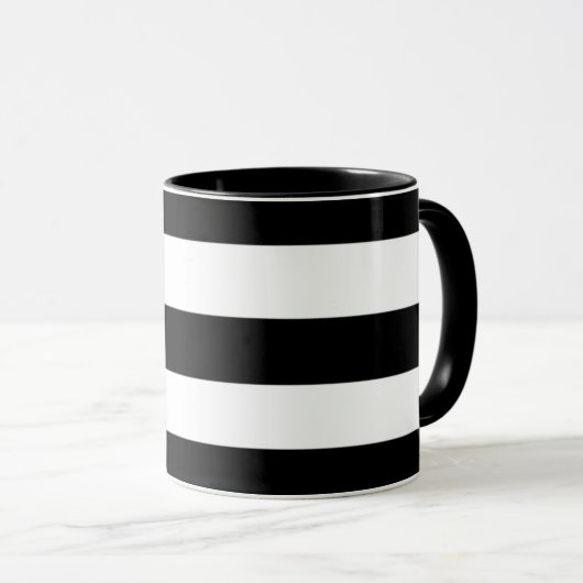 Zwarte en witte strepen mok (Voorkant rechts)