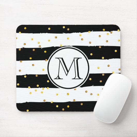 Zwarte en witte strepen muismat (Met muis)