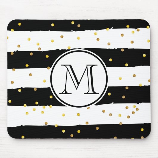 Zwarte en witte strepen muismat (Voorkant)
