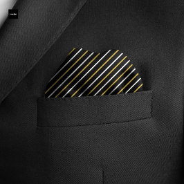 Zwarte en witte strepen op Black Pocket Square Bandana