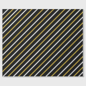 Zwarte en witte strepen op zwarte achtergrond cadeaupapier (Vlak)