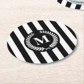 Zwarte en witte strepen ronde kartonnen onderzetter (Gebogen)