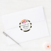Zwarte en witte strepen ronde sticker (Envelop)