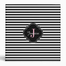 Zwarte en witte strepen Roze Monogram School