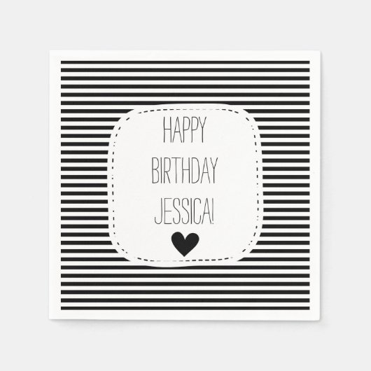 Zwarte en witte strepen servet (Voorkant)