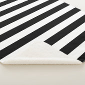 Zwarte en witte strepen sherpa deken (3/4)