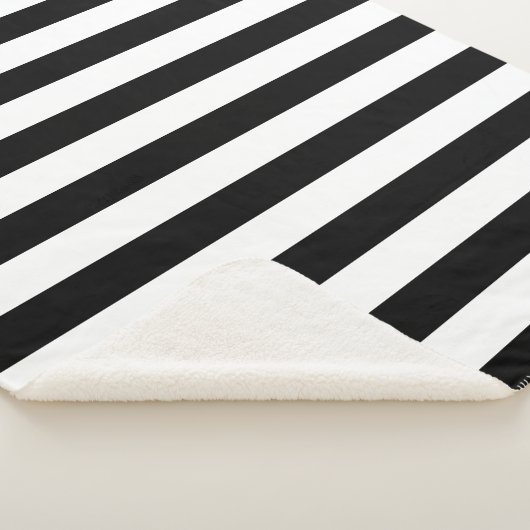 Zwarte en witte strepen sherpa deken (3/4)
