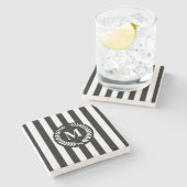 Zwarte en witte strepen stenen onderzetter (Zijkant)