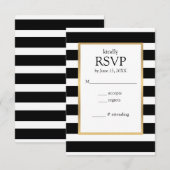 Zwarte en witte strepen Striped RSVP-kaart RSVP Kaartje (Voorkant / Achterkant)