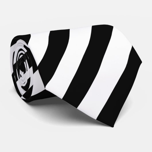 Zwarte en witte strepen stropdas (Opgerold)