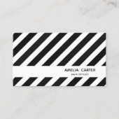 zwarte en witte strepen stylist salon smakeup visitekaartje (Voorkant)