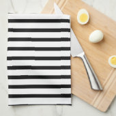 Zwarte en witte strepen theedoek (Quarter Fold)