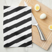 Zwarte en witte strepen theedoek (Quarter Fold)