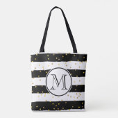 Zwarte en witte strepen tote bag (Achterkant)