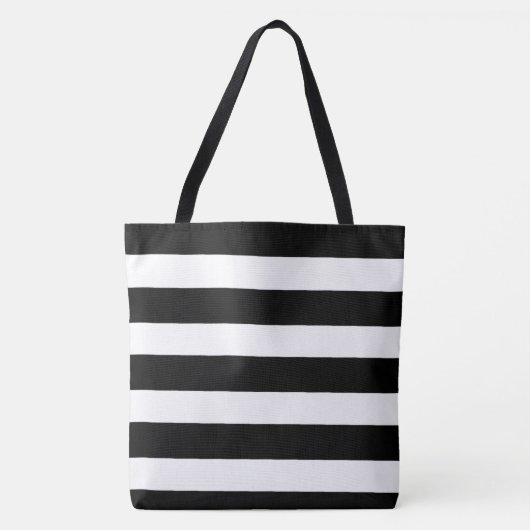 Zwarte en witte strepen tote bag (Voorkant)